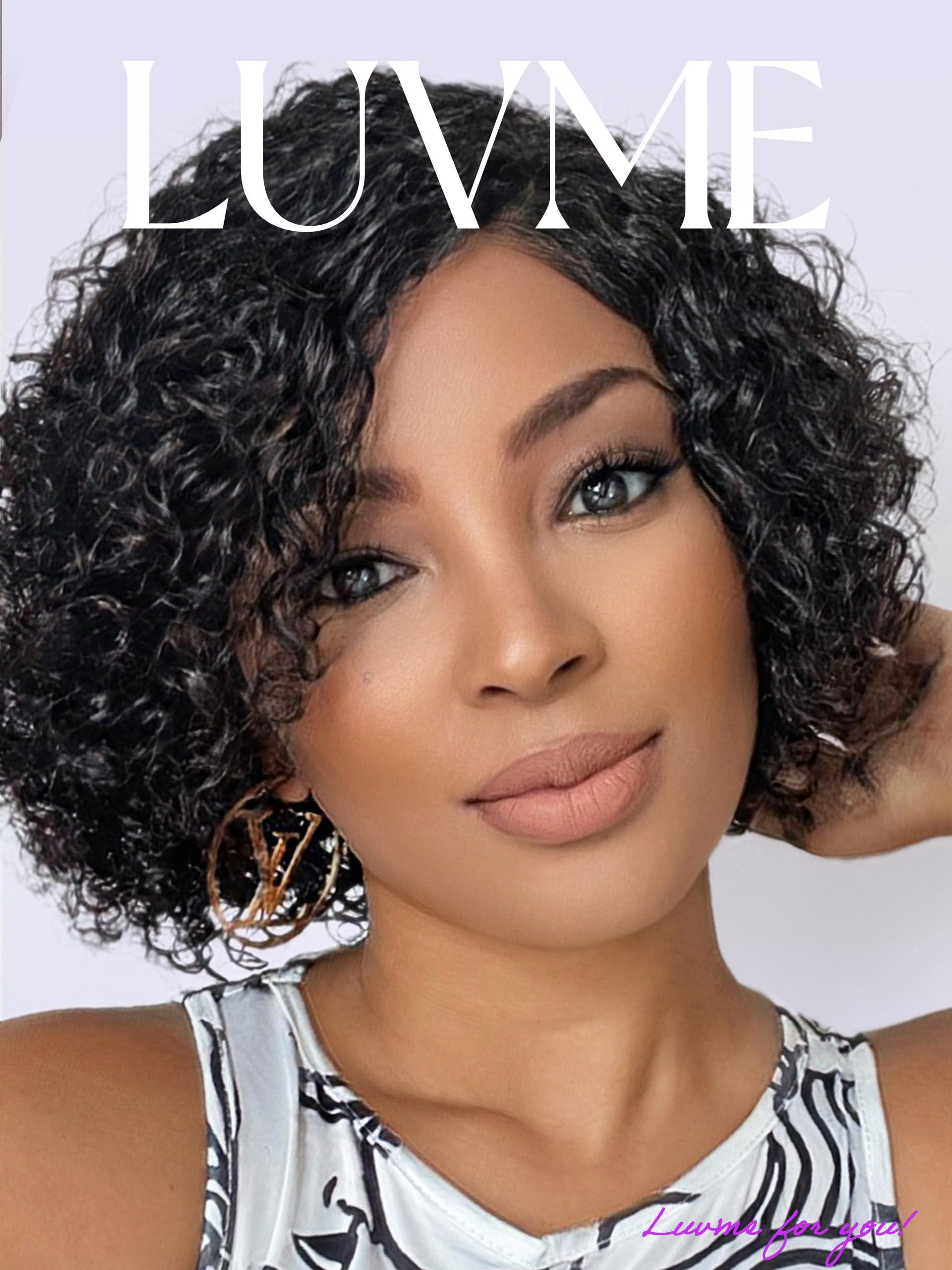 LUVME HAIR LUVME HAIR 10\'\' Glueless HD Curly Wig Human Hair Pre Cut Lace Wig, Real HD Lace Short Curly Bob Wigs 180 Density Human Hair Pre Plucked Bleached Knots Pre Cut