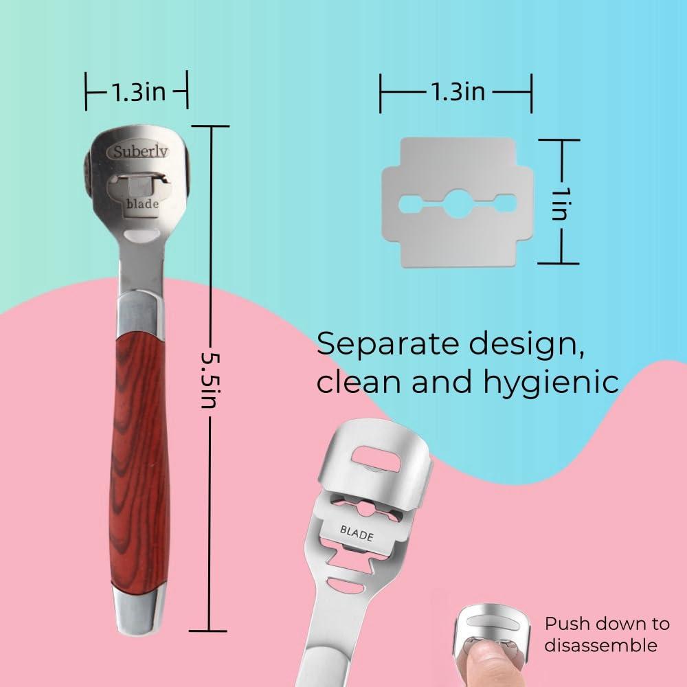 JRKOETY 2 Pack Pedicure Callus Shaver Set - Stainless Steel Foot File Callus Remover with 20pcs Blades and Plastic Handle,Foot Care Pedicure,Foot Callus Shaver Hard Skin Remover