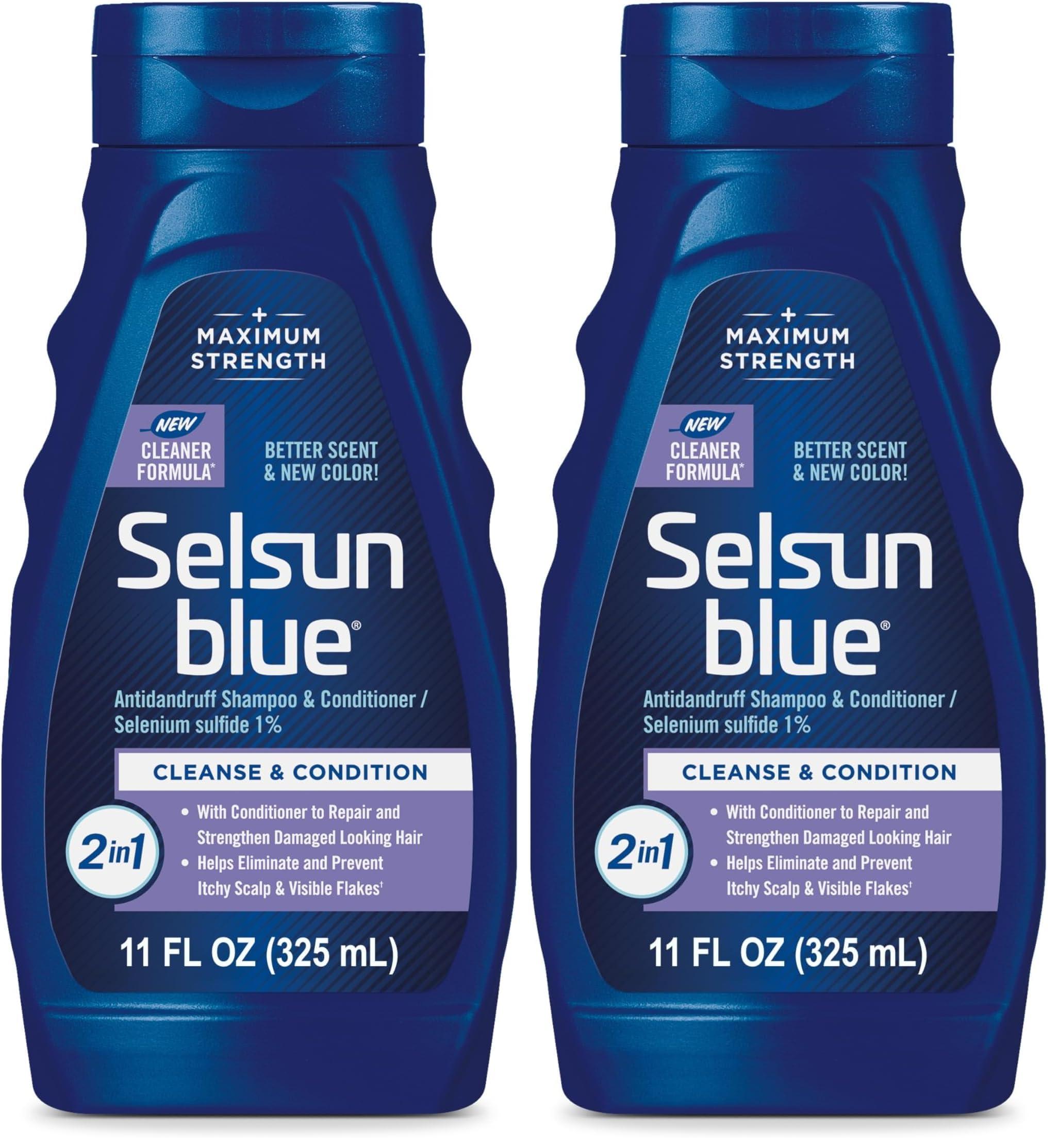 Selsun Blue Selsun Blue 2-in-1 Anti-dandruff Shampoo & Conditioner, 11 fl. oz., Maximum Strength 2-in-1 Treatment, Selenium Sulfide 1% (Pack of 2)
