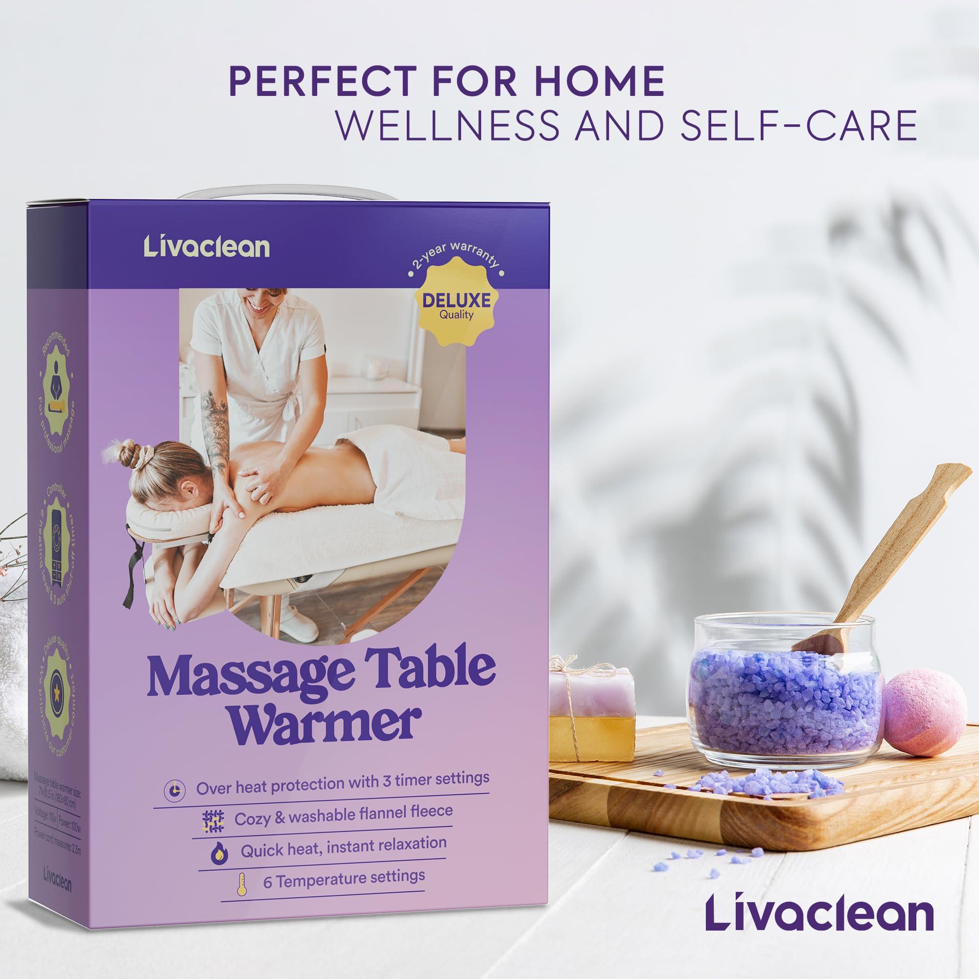 LivaClean Flannel Massage Table Warmer w/ 6 Temperature Settings (71" x 31.5) LivaClean Fleece Massage Table Warmer Heating Pad Blanket, Electric Heated Blanket, 2-Year Replacement Guarantee