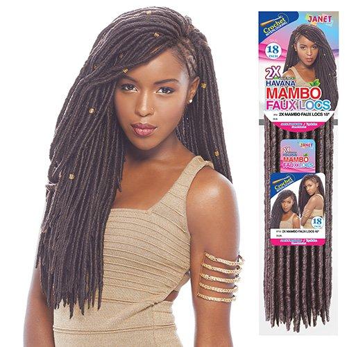 Janet Collection Janet Collection Synthetic Hair Crochet Braids 2X Havana Mambo Faux Locs 18" (4-Pack, DARK PURPLE)