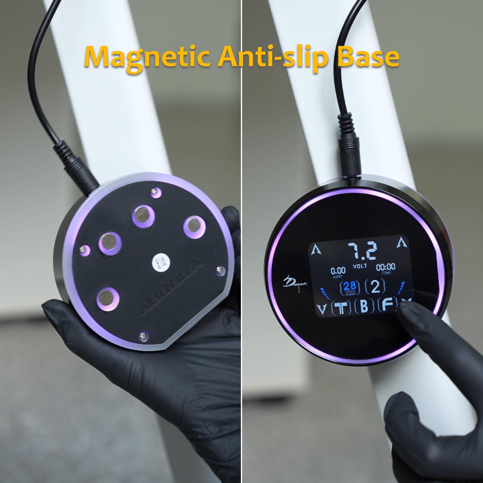 Dragoart Dragoart Aurora 3 Tattoo Power Supply 0-16V for Tattoo Gun Tattoo Machine, Dot-Work 3 Preset Voltages Dual Output Touch Screen Color Varies by Voltage, Professional Tattoo Power Supply Box(Black)