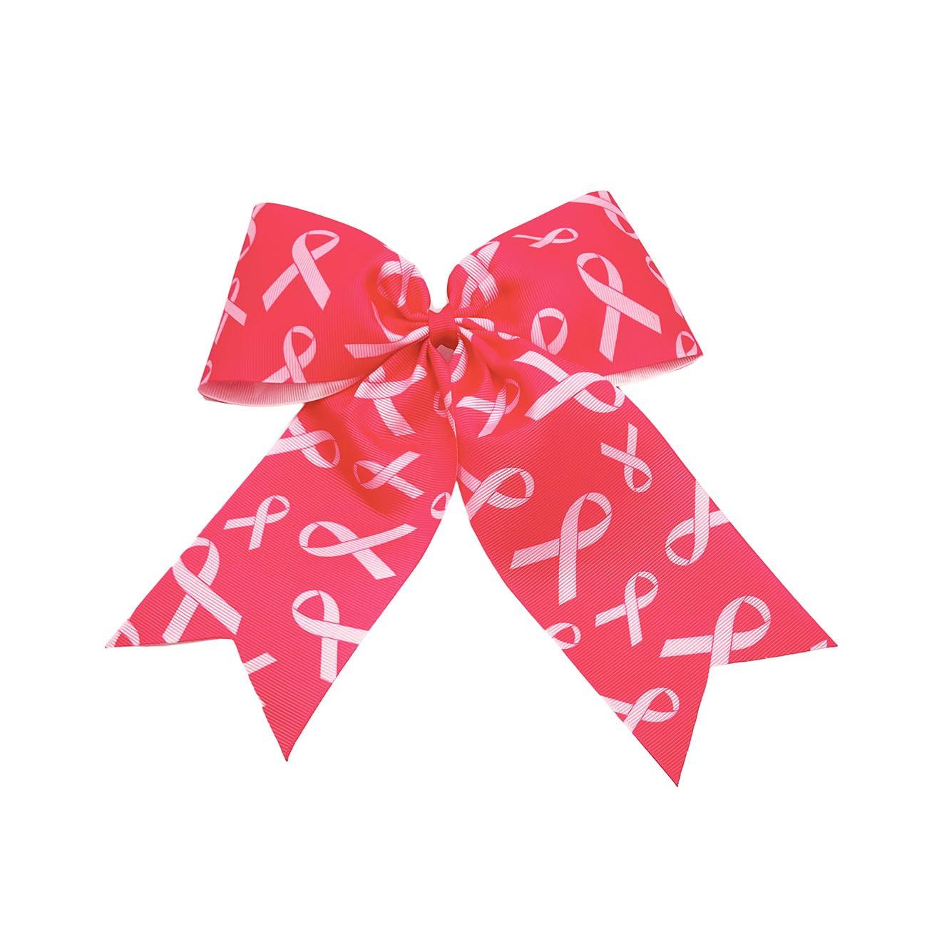 BBTDIN Pink Awareness Ribbon Hair Clips Breast Cancer Awareness Hair Bow Pink Ribbon Bow Pin BCA02 (C1)