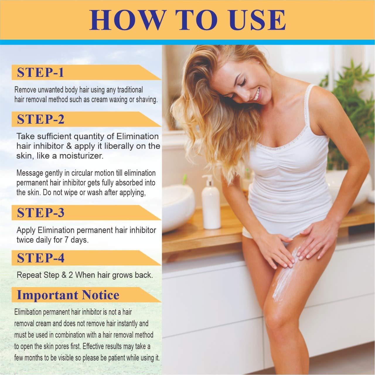 Elimination Elimination Natural Hair Inhibitor for Permanent Reduction of Unwanted Body & Facial Hair in Men & Women - Pack of 1