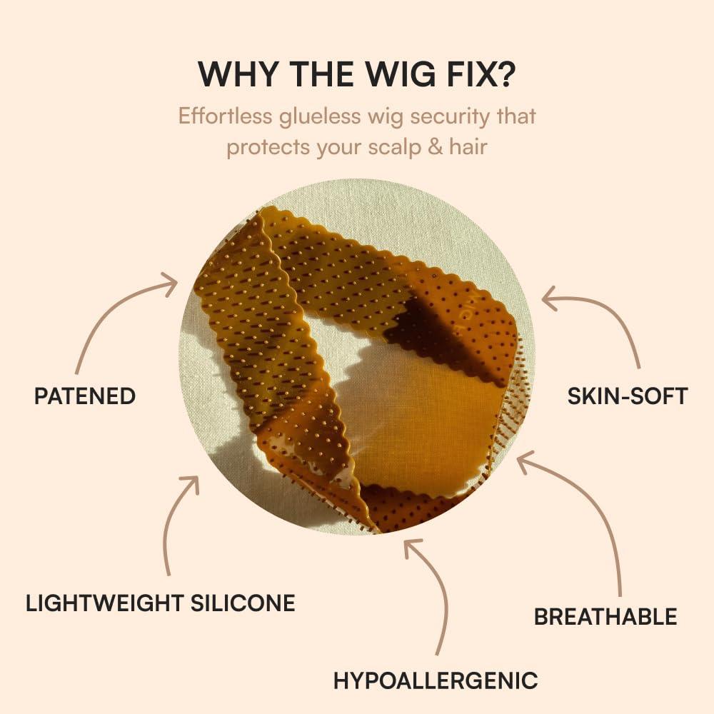 Wig Fix The Wig Fix by The Renatural - No-Slip Silicone Wig Grip Band Patented Hypoallergenic, Breathable, Lightweight Wig Silicone Headband for Secure Wig Wear in 5 Shades (Deep)