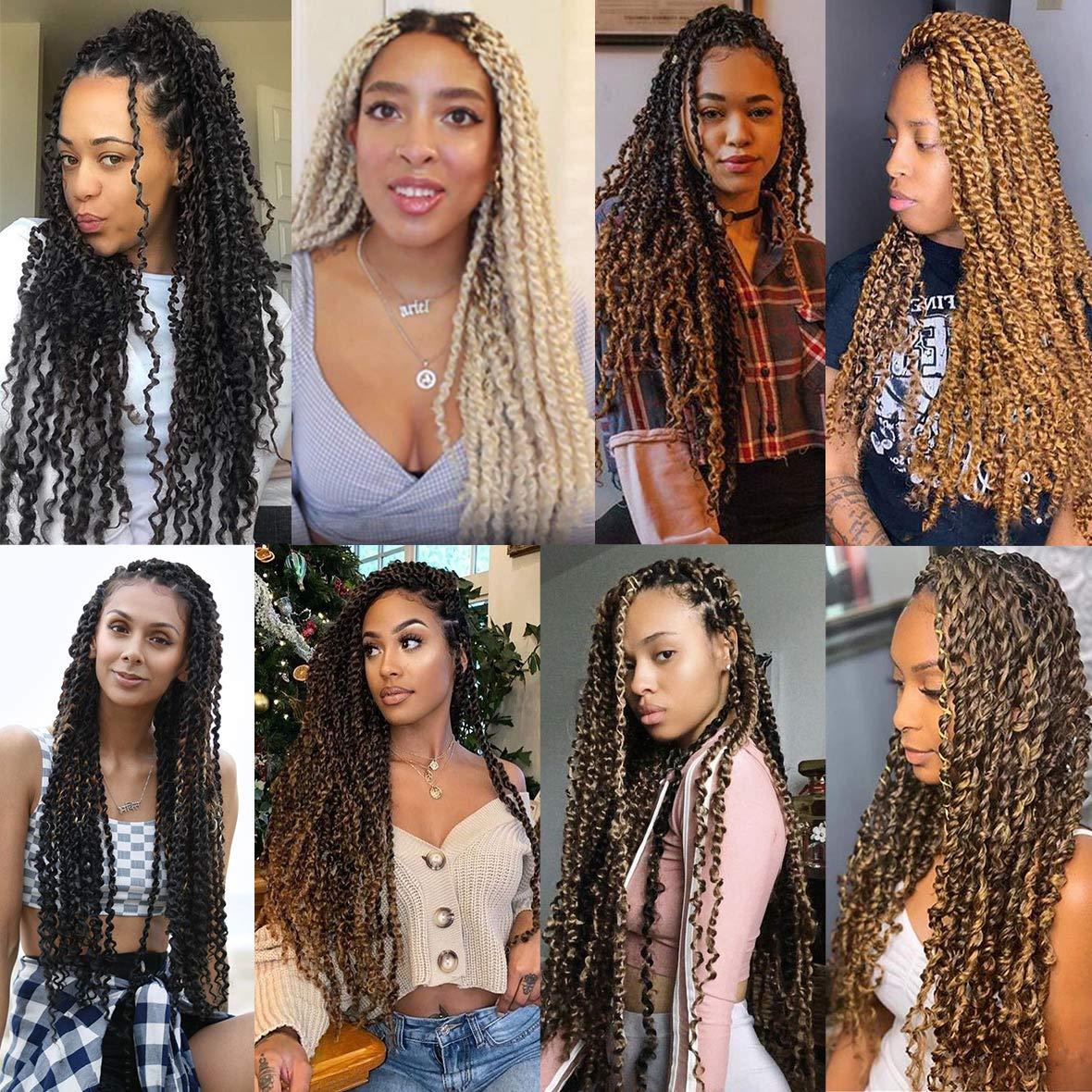 Leeven Leeven 7 Packs 24 Inch Copper Red Passion Twist Hair for Butterfly Locs Long Bohemian 350# Water Wave Passion Twists Crochet Braiding Hair 18 Strands/Pack Hot Water Setting Synthetic Braids Hair