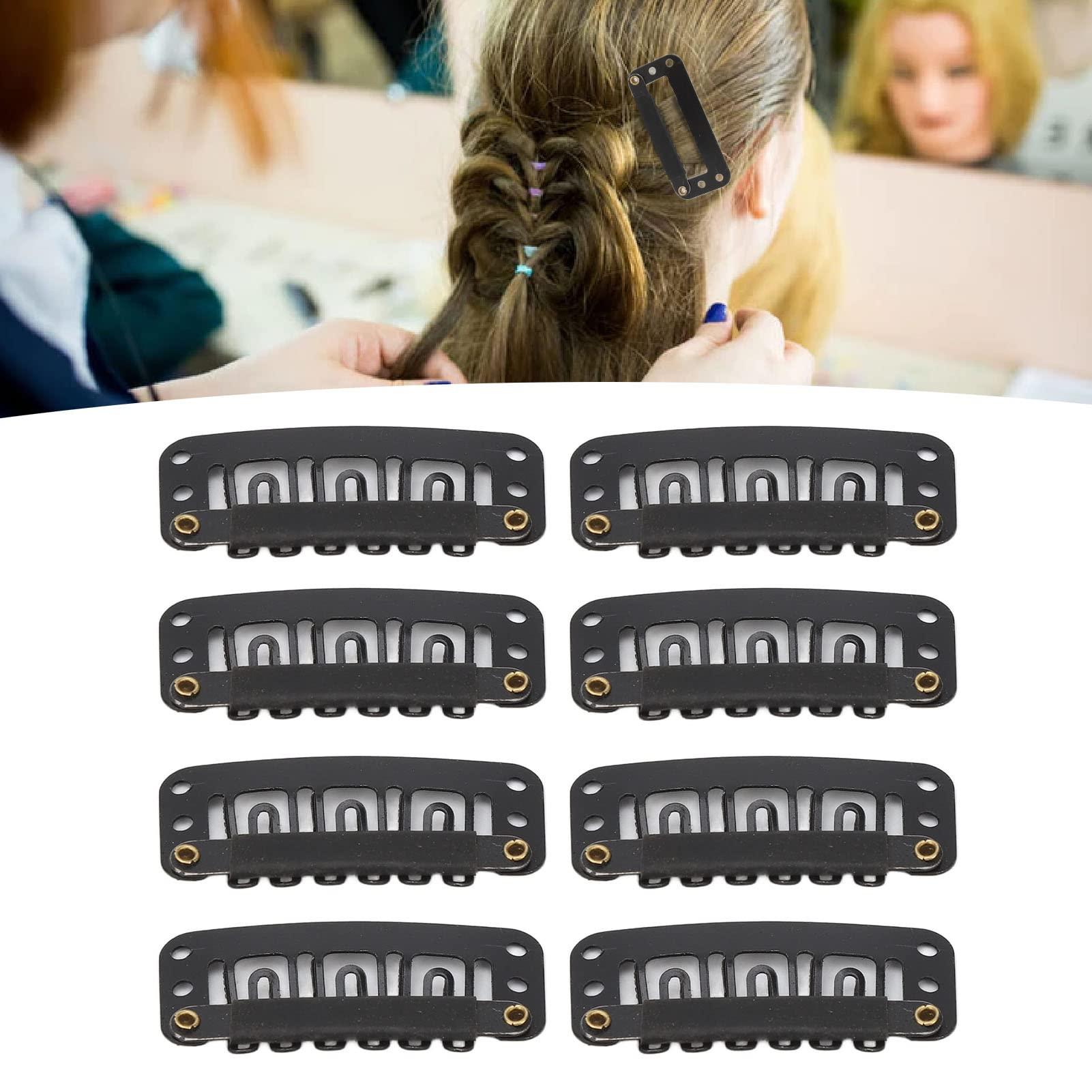 NSXAYIWE Hair Extension Clips, 100Pcs 6 Teeth U Shape Wig Clips, Stainless Steel Extension Hair Clips, Wig Clips Compatiable for Wigs, Hair Braiding