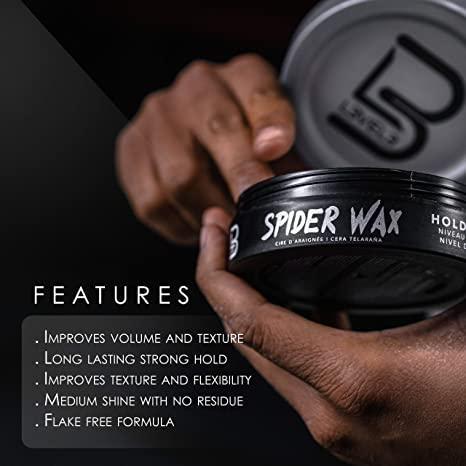 L3 L3 Level 3 Spider Wax - Long Lasting and Strong Hold Improve your Hair Volume and Texture - Level Three Hair Wax for Men