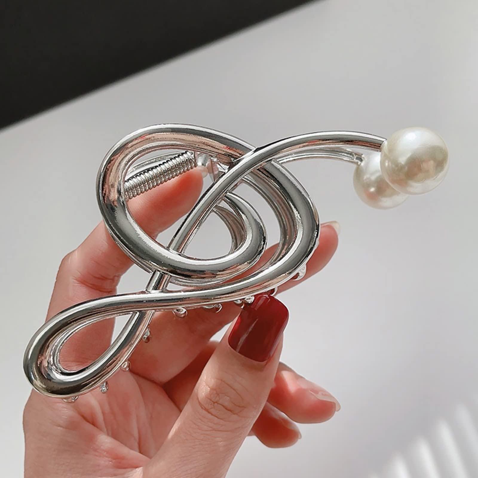 LLAOIMB LLAOIMB Musical Note Hair Clip, Large Metal Hair Claw Clips, Non-slip Hair Barrettes with Pearl Designs, Cute Hair Accessories Styling Hair Jaw Clamps for Women