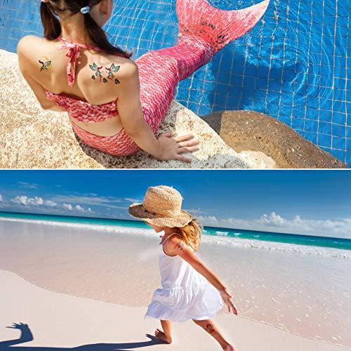 Fanoshon Fanoshon Butterfly Tattoos for Kids, 14 Sheets Flower Fairy Princess Temporary Tattoo Stickers for Girls Women Adults, Fake Elf with Wings Birthday Body Decoration Party Favor Supplies