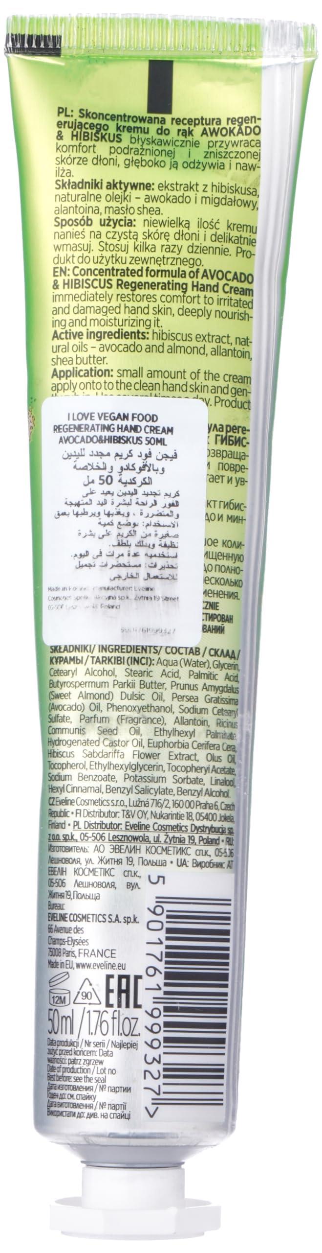 Eveline Cosmetics Eveline Cosmetics I Love Vegan Food Avocado And Hibiscus Hand Cream 50ml