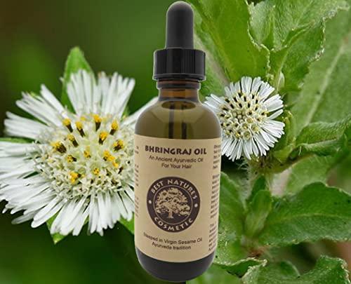 Best Nature's Cosmetics Best Natures Bhringraj Oil, Indian Eclipta Alba Oil, Pure and Natural, Cleans scalp, Improve overall appearance of hair. Goodbye Dandruff, For Graying, Hello Luminously shiny hair / 2 fl oz