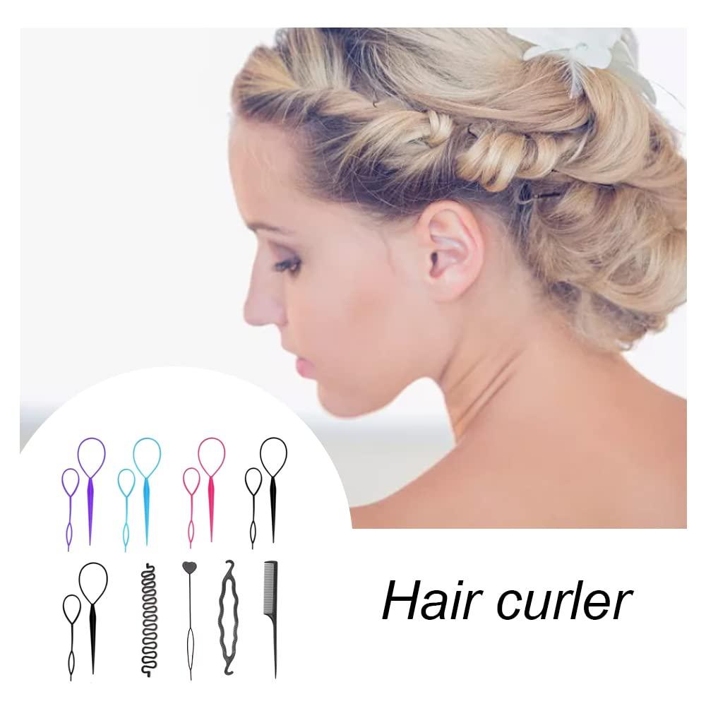 YANCAIYUNL 14 Pcs Topsy Tail Hair Tools Simple Fast Hair Braiding Tools French Hair Styling Tools for Women and Girls Fixing and Decorating Hairstyles