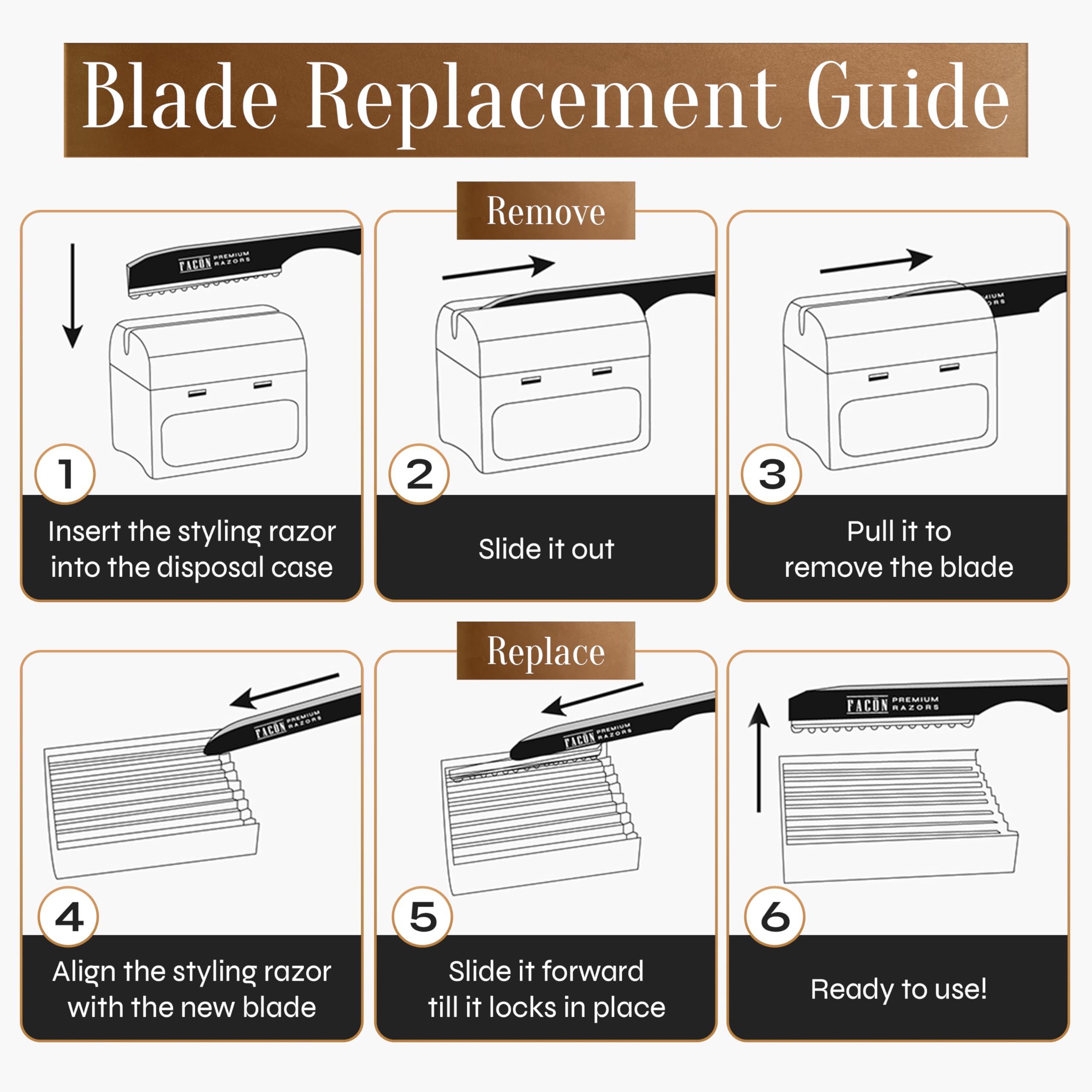 FACON Facn Hair Razors for Cutting Hair - Professional Hair Styling Razor Kit with 11 Replacement Blades, Stainless Steel Hair Cutting Tool for Salon & Home, Premium Hair Thinning Texturizing Faether Razor