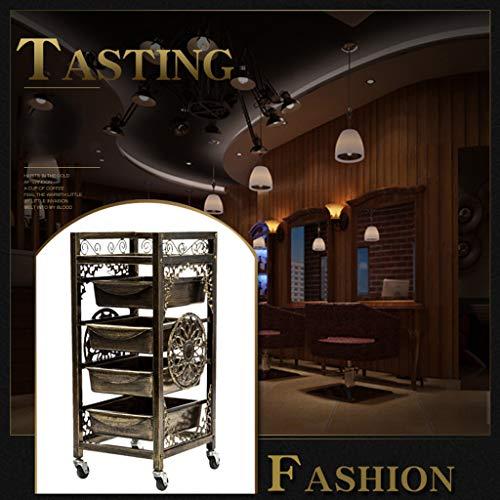 ZY Salon Trolley Retro Salon Hairdressing Trolley, Hairdresser Barber Beauty Storage Hair Spa Roller Tool Cart, Salon Tray with 4 Pullout Drawers