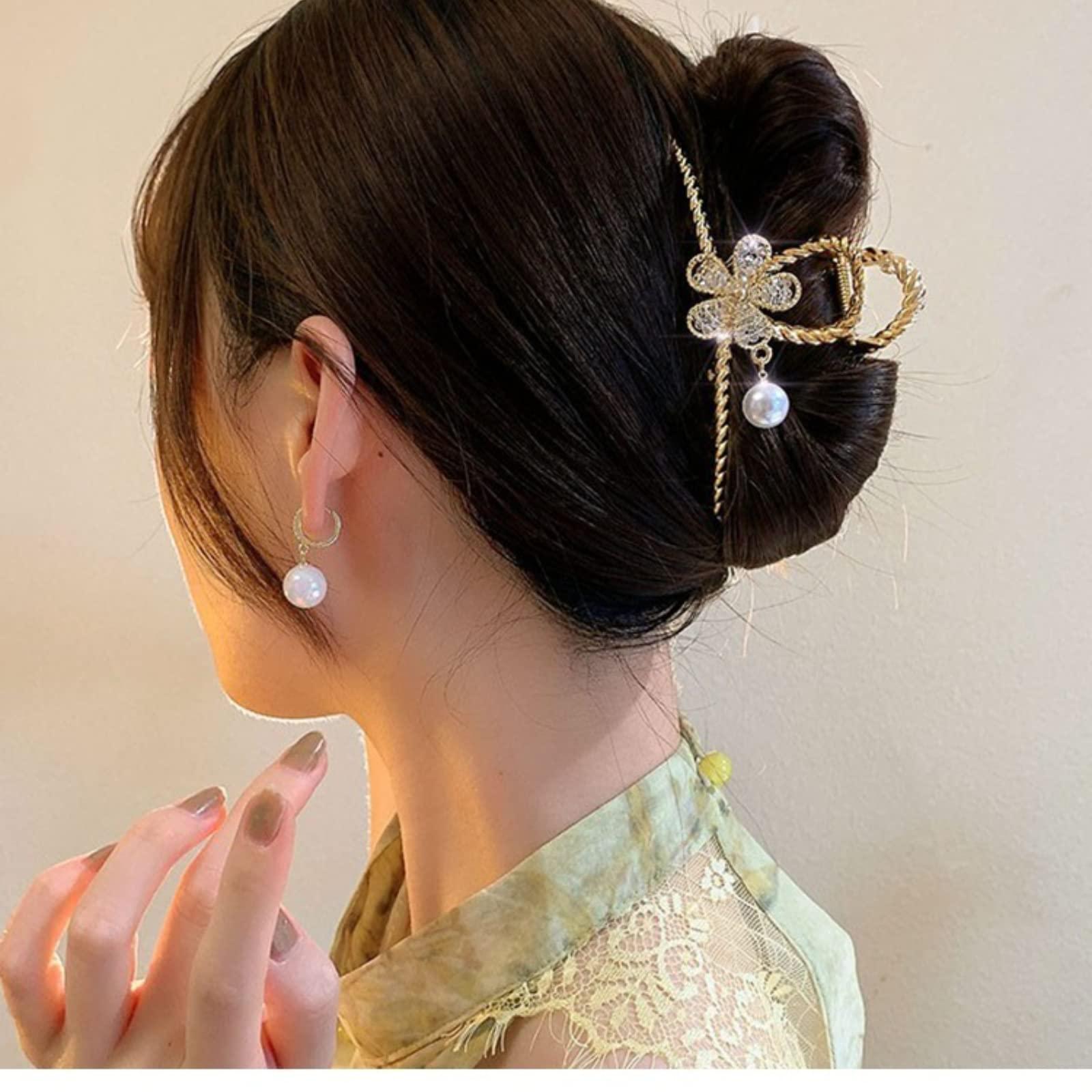 Generic Metal Hair Pins, Flower Large Claw Clip for Thin Hair Beautiful Butterfly Hair Clips Hair Accessories for Girls and Women (Drip flower)