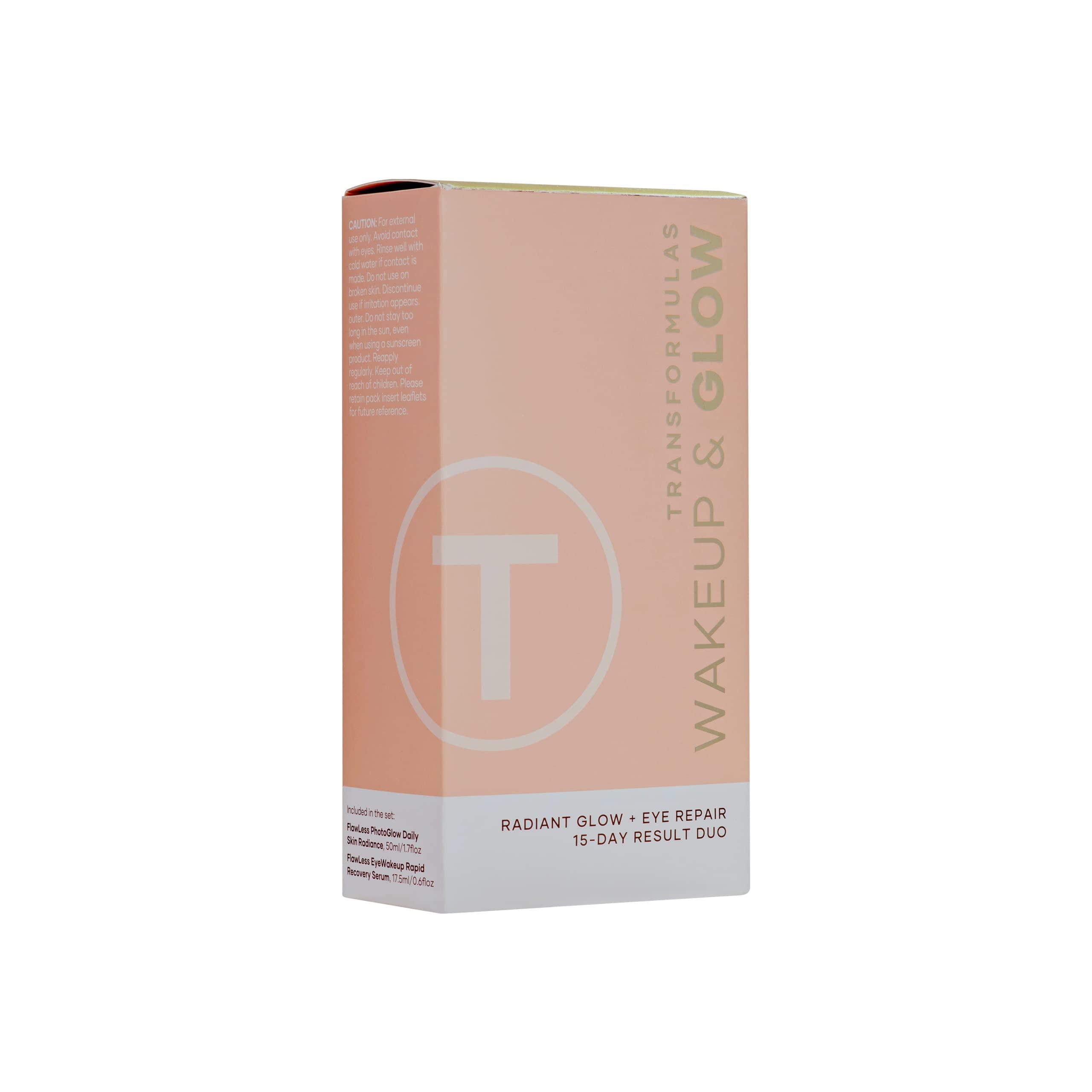 Transformulas Transformulas Flawless PhotoGlow 50ml & Eye Wake Up Rapid Recovery 17.5ml 15 Day Result Set, Reduces Puffiness and Dark Circles, Daily Use