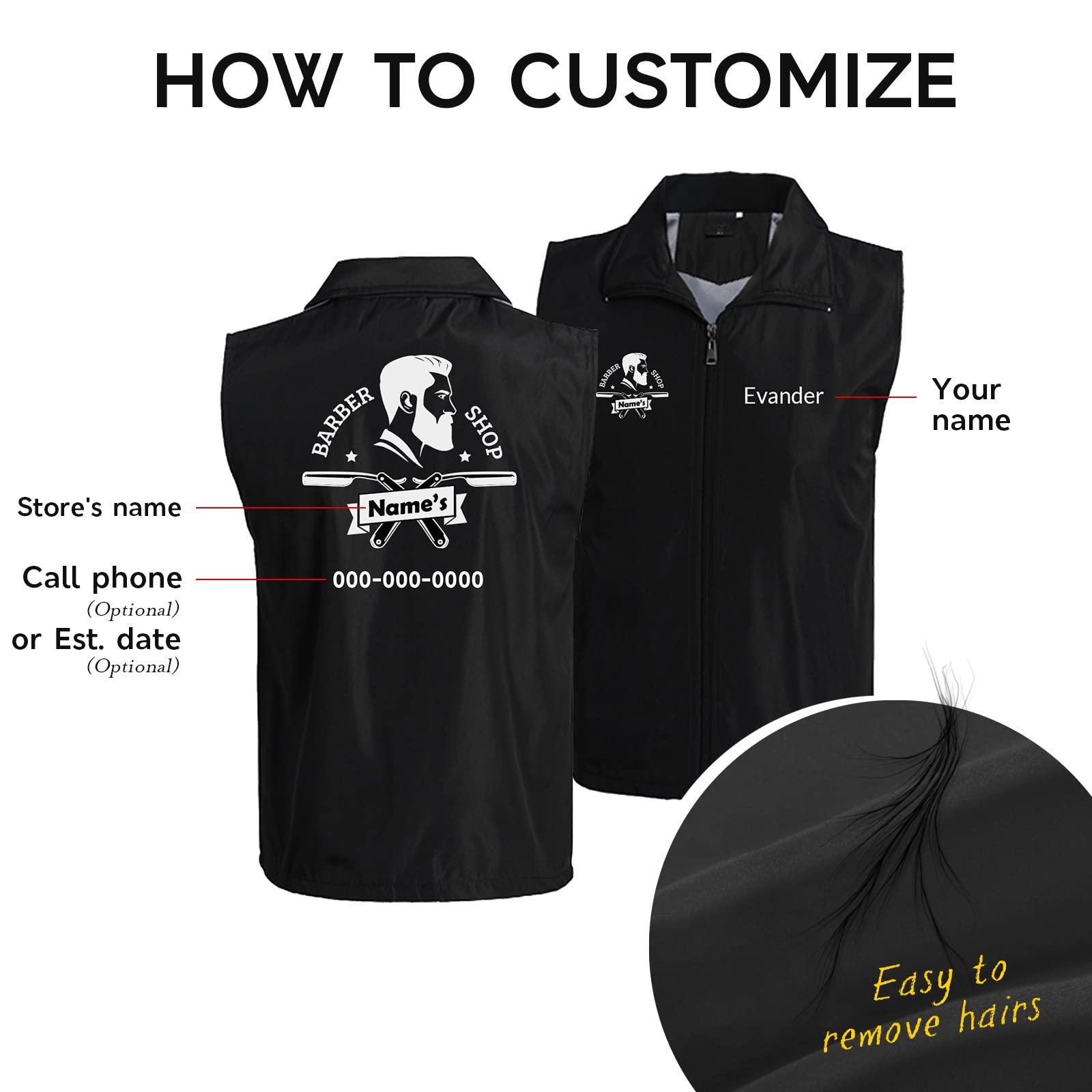 NICTIMEID NICTIMEID Custom Barber Vest Jacket Personalized Barbershop Logo Name Hair Salon Haircutter Uniform Workwear