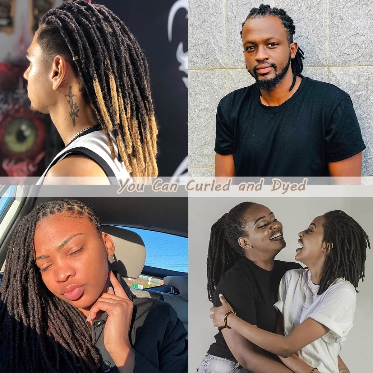 Luckroce Luckroce Human Hair Locs Extensions with Curly Ends Natural Black 4inch 60strands 100% Handmade Permanent Dreads Extensions for Women Men Can Be Curled and Bleached Dreadlock Extension Real Human Hair(Width 0.6cm 4inch/60strands)