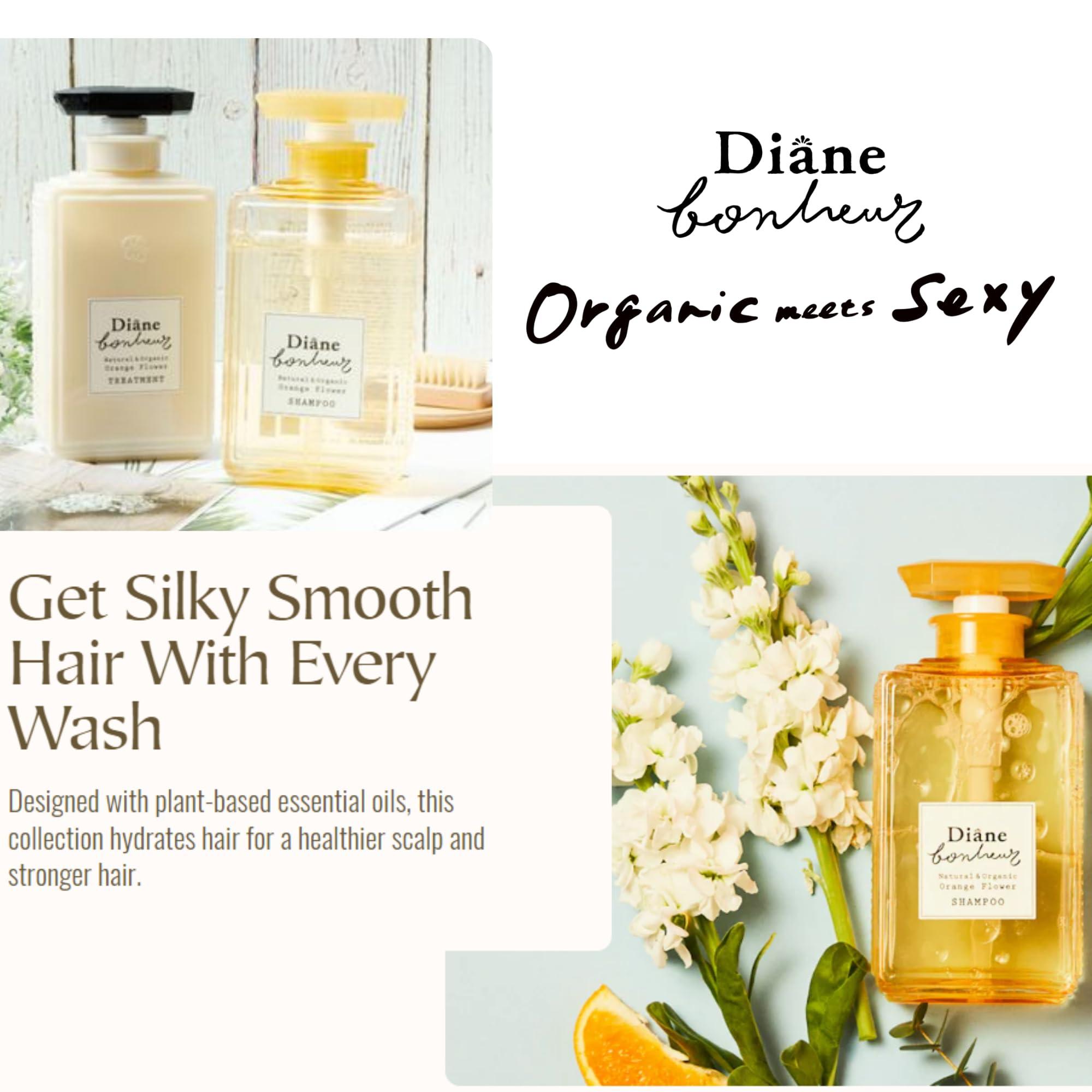 Moist Diane Diane Bonheur Natural Orange Flower Hydrating Hair Shampoo, Gentle Cleansing Hair & Scalp for Men & Women Soft Haircare, Japanese Clarifying Moisture Frizz & Dry Hair Control, 16.9 Fl Oz/500 mL