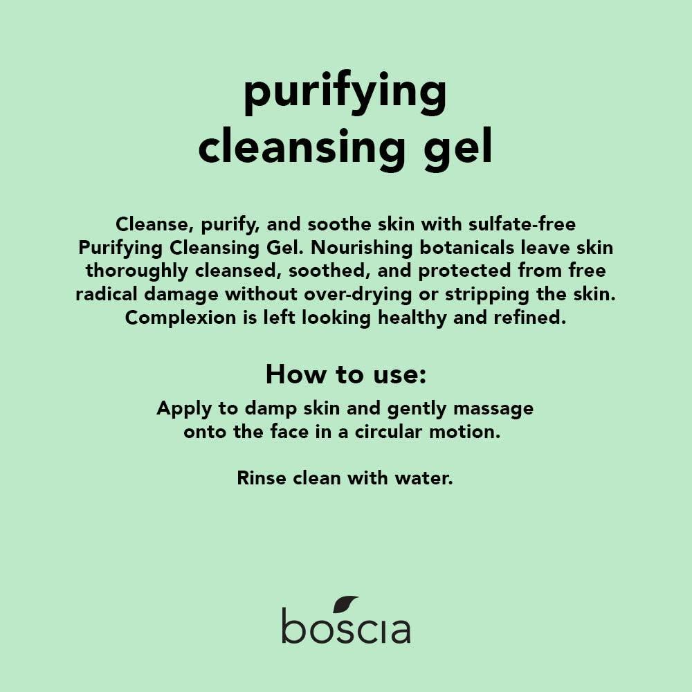 BOSCIA boscia Purifying Cleansing Gel - Vegan, Cruelty-Free, Natural and Clean Skincare | Daily Natural Purifying Deep Cleansing Gel Face Cleanser, 5 fl oz