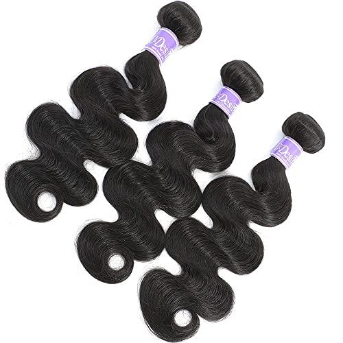 UDesire UDesire 10A Brazilian Virgin Hair Body Wave 3 Bundles(14 16 16,285g,Natural Black)100% Unprocessed Brazilian Hair Bundles Weave Weft Brazilian Body Wave Remy Human Hair Extenions