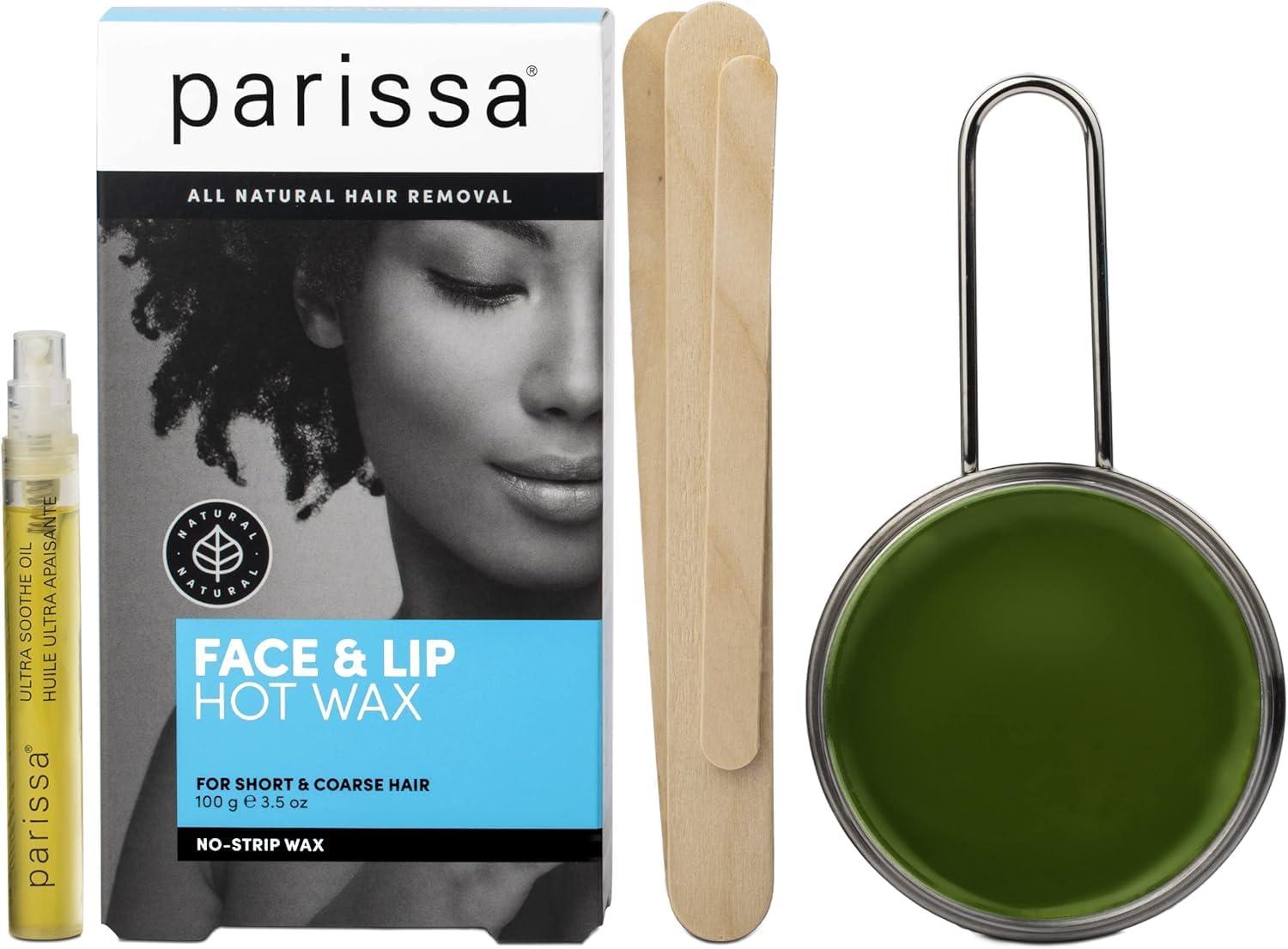 Parissa Parissa No-Strip Face & Lip Hot Wax Kit for Short & Coarse Hair Removal At-Home Waxing Kit on Face, Chin, and Upper Lip, Blue