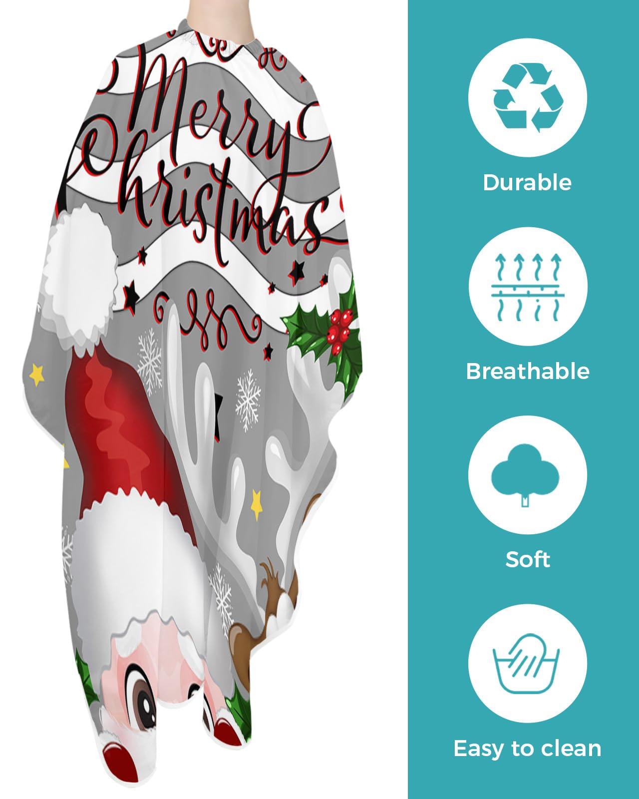 Double Love Santa Claus Barber Cape - Salon Hair Cutting Cape for Women,Men,Kids,Adults,Haircut Cape with Adjustable Elastic Neckline Hairdressing Stylist Cape Gown Accessories Winter Xmas Elk Grey Berry