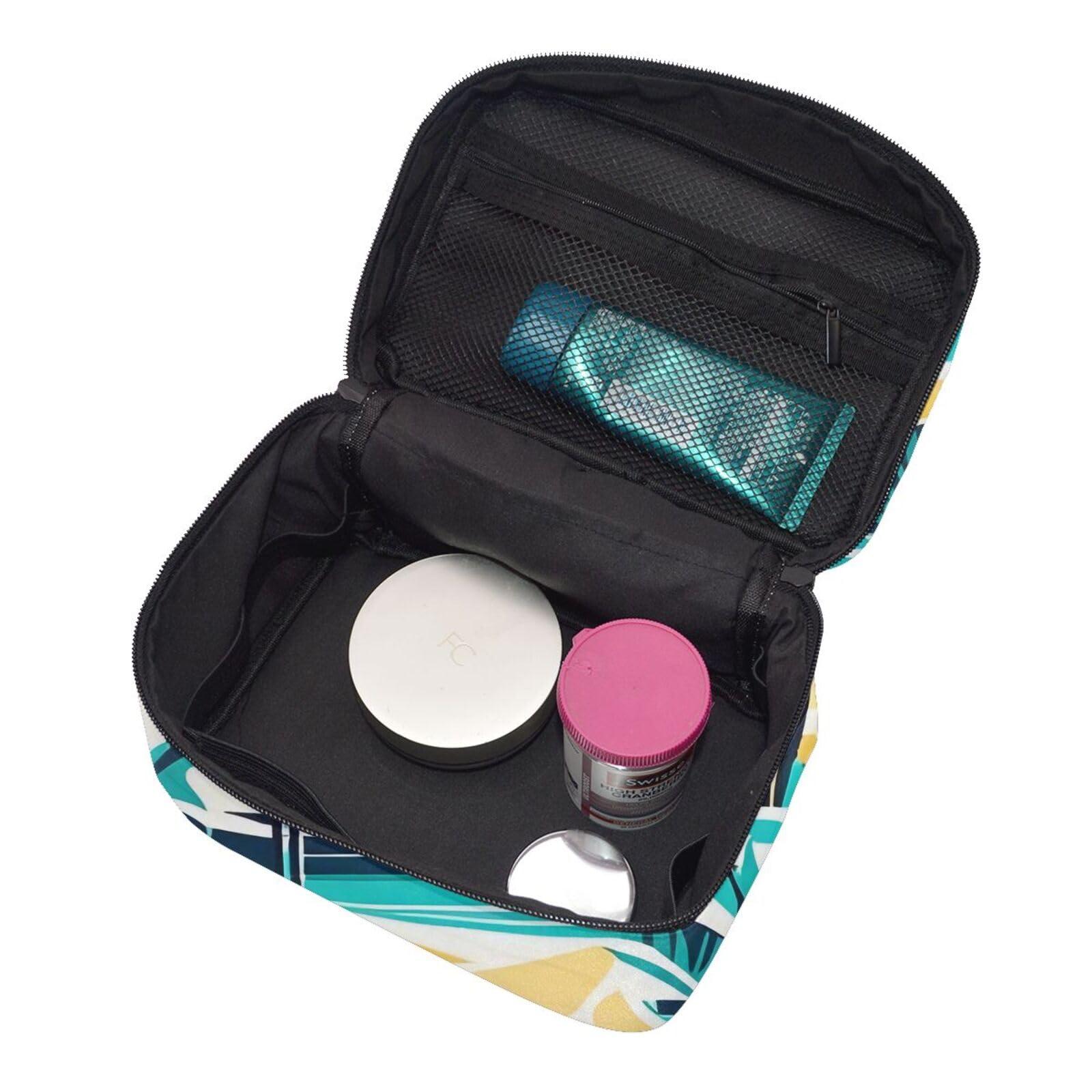 QASDFGHR QASDFGHR Small Tropical Beach Print Makeup Bag,Travel Cosmetic Bag with Zipper for Women Square Make Up Bags Organizer