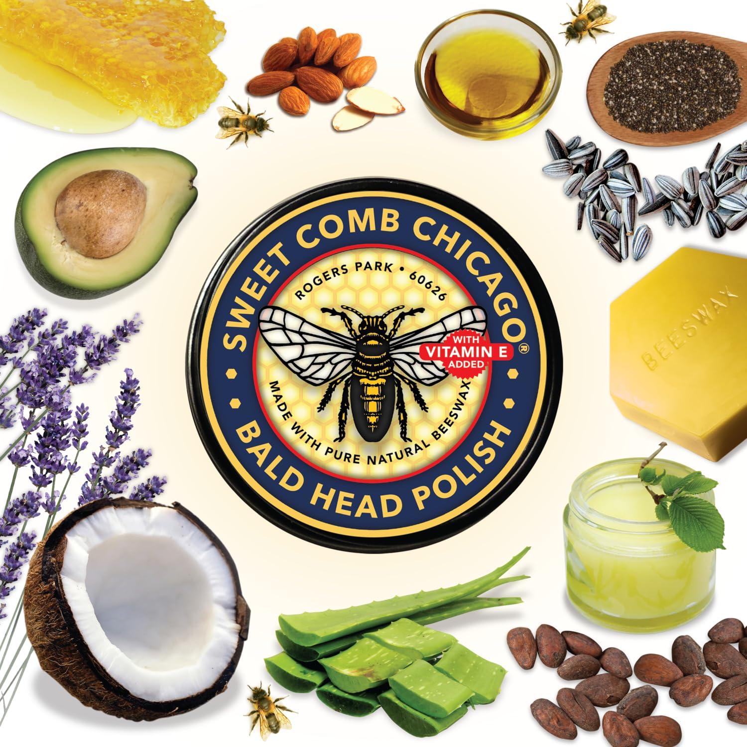 Sweet Comb Chicago Sweet Comb Chicago Bald Head Polish: Mens Aftershave Polish for Men, Waterproof Moisturizer for Bald Heads, Great for Father\'s Day, Christmas, Holiday, (2.0 oz) Travel Size