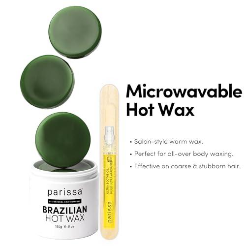 Parissa Parissa Brazilian Hot Wax Kit No-Strips needed and Microwavable for At-Home Hair Removal on Brazilian, Bikini or Underarm