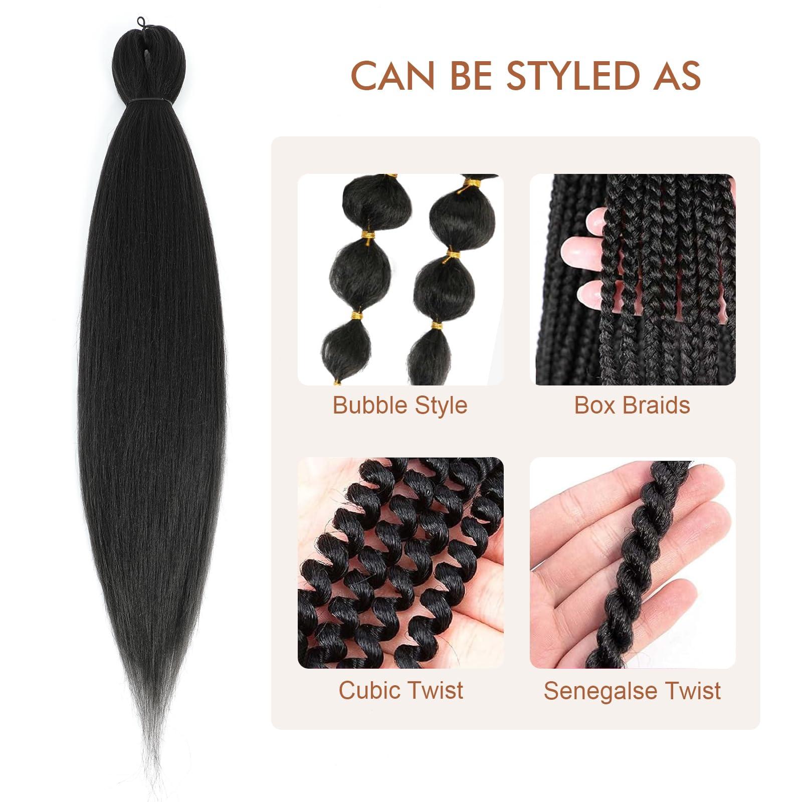 DIFUNEE DIFUNEE Pre-stretched Braiding Hair - 22 Inch 8 Packs Dark Brown Long Braiding Hair For Twist or Box Braids, Yaki Texture Hot Water Setting Synthetic Braiding Hair Extensions (22 Inch, 2-8P)