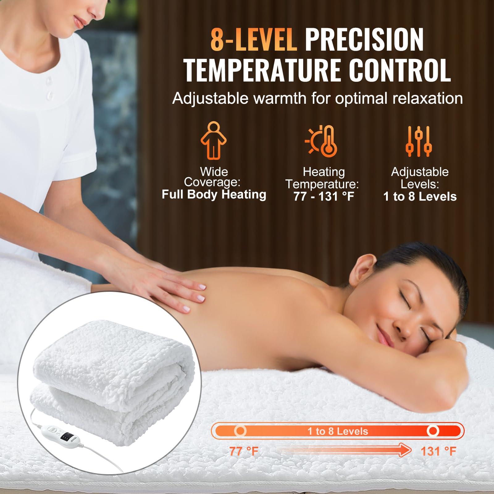 VEVOR VEVOR Massage Table Warmer Heating Pad, Professional SPA Massage Bed Warmer, 1" Thickened Fleece Heating Pad with 3-Level Timer, 8 Heat Settings, Overheat Protection for Massage Bed Spa, 72.8" x 30"