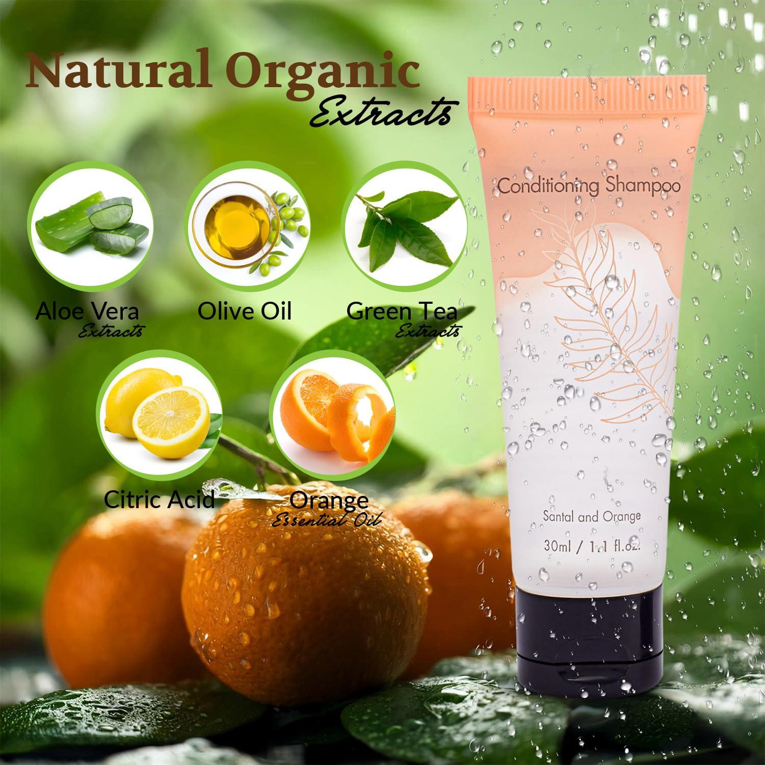 NISGUR 100 Pack Bulk Shampoo and Conditioner 2 in 1 Travel Size Toiletries 1 Oz Each Individually Wrapped Hotel Supplies and Toiletries for Guest