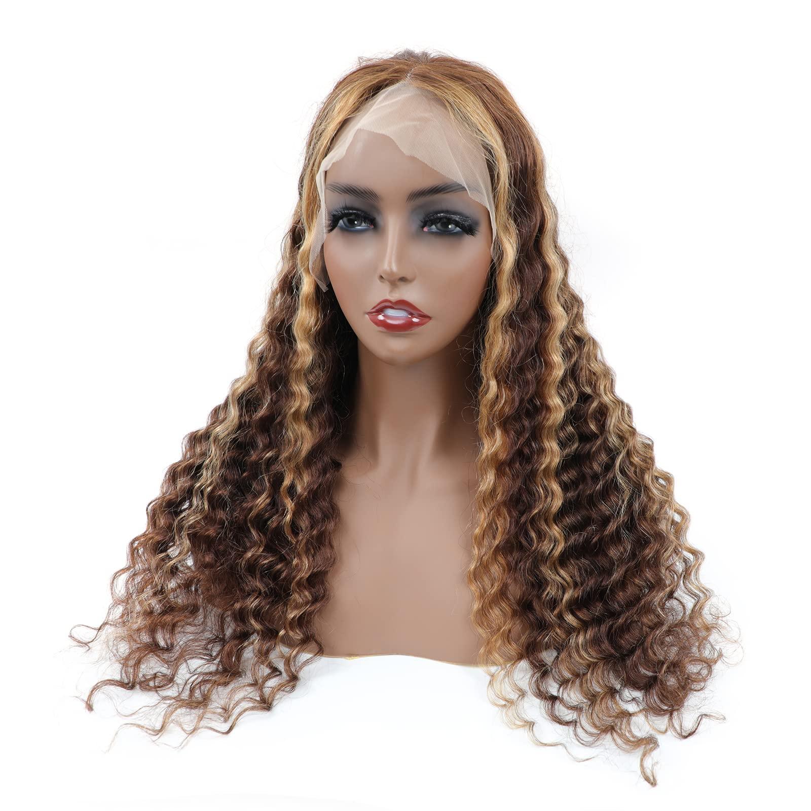 ISEE ISEE Hair Transparent Lace Front Wigs Human Hair Deep Wave Wigs 150% Density Deep Curly 13X4 Lace Frontal Human Hair Wigs for Black Women Pre Plucked with Baby Hair(32 Inches)