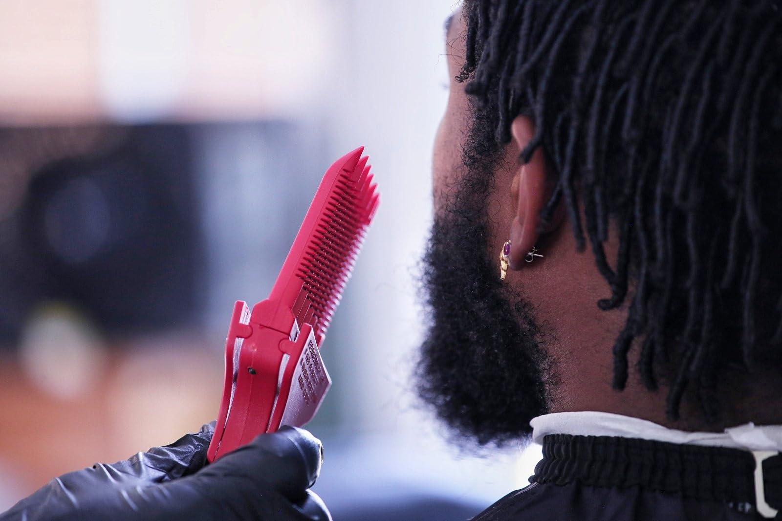 Shawty Red Shawty Red Electric Hot Pick Beard Grooming Kit For Men Low Heat Hot Afro Comb Skin Sensitive Adjustable Temperature Heated Straightener For African American M&W With Hair Conditioner Detangler Spray