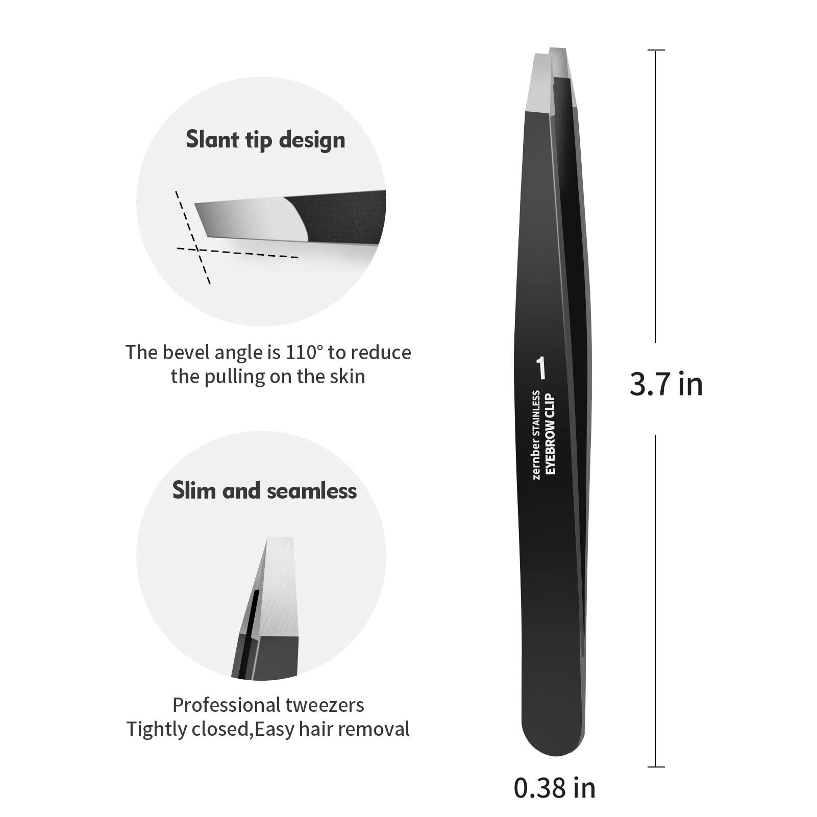 ZERNBER Eyebrow Tweezers for Women ZERNBER Best Precision Tweezers for Men Chin Hair Professional Tweezer for Facial Hair Remover