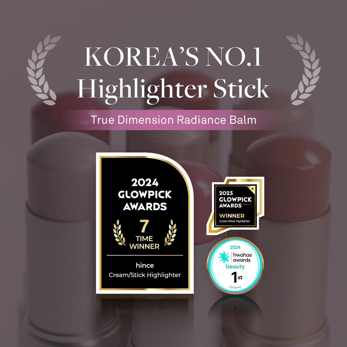 HINCE hince True Dimension Radiance Balm 10g - Shimmer Glow Face Highlighter Stick, Cream Blush Stick, Glass Skin, Korean Beauty, Valentines Day Gift for Women (TENDER ROOM, TP003)