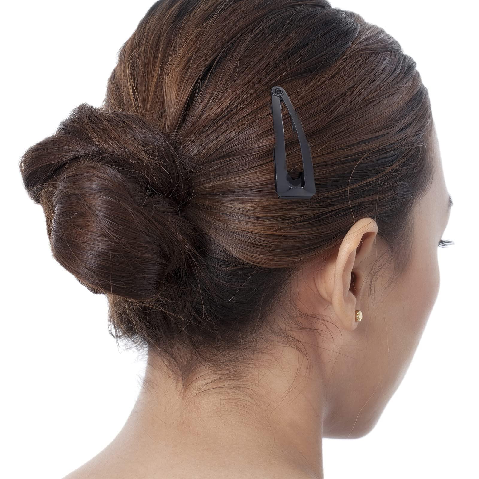 Chinco Chinco 24 Pcs Double Grip Hair Clips Metal Snap Clips Women Barrettes for Hair Making, Salon Supplies(Gun Black,2 Inch)