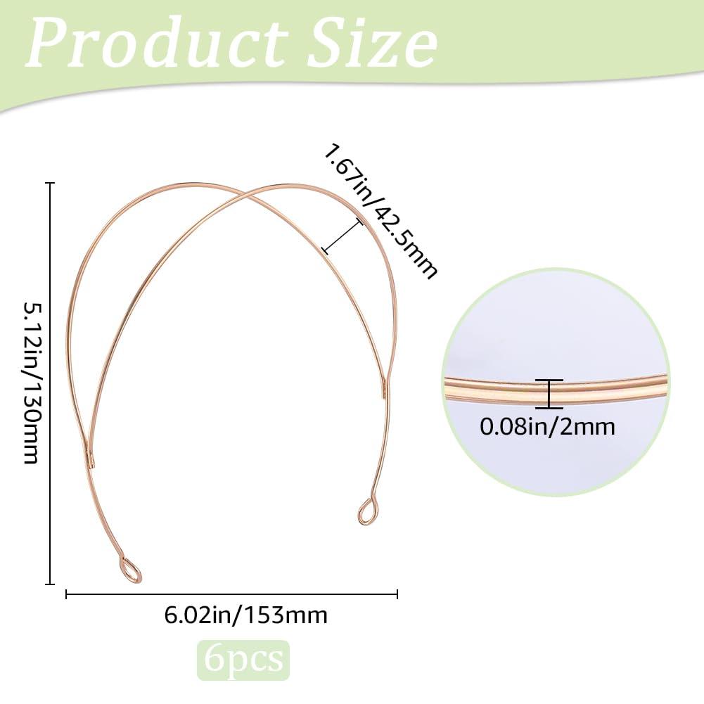 GORGECRAFT GORGECRAFT 6Pcs Double-Layer Hair Bands Light Gold Double Row Metal Headbands Metal Thin Wire Double Headband for Women Wedding Hair DIY Crafts Accessories