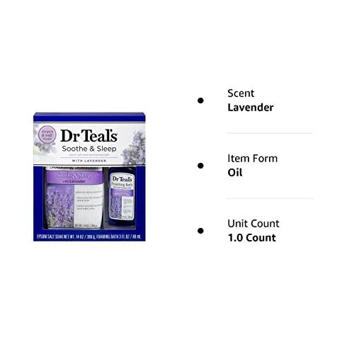 Dr Teal's Dr Teal's Lavender Epsom Salt & Foaming Bath Oil Sampler Gift Set 2022 - Give The Gift of Relaxation & Peaceful Slumber! - 14 oz Bag of Lavender Bath Salts & 3 oz Bottle of Lavender Foaming Bath Oil