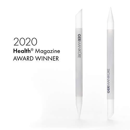 GERmanikure GERMANIKURE 4pc Mini Professional Manicure Set in Mustard Yellow Suede Case - FINOX Stainless Steel Tools Made in Solingen Germany, Glass Nail Care Supplies Made in Czech Republic