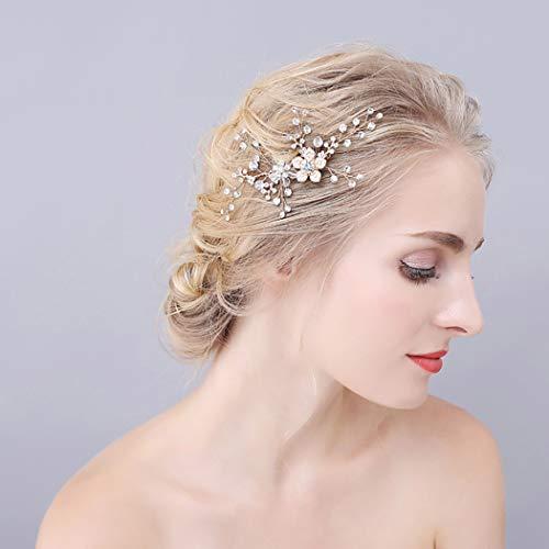 Barode Barode Bridal Wedding Hair Comb Gold Rhinestone Side Combs Crystal Bride Flower Hair Accessories for Women and Girls