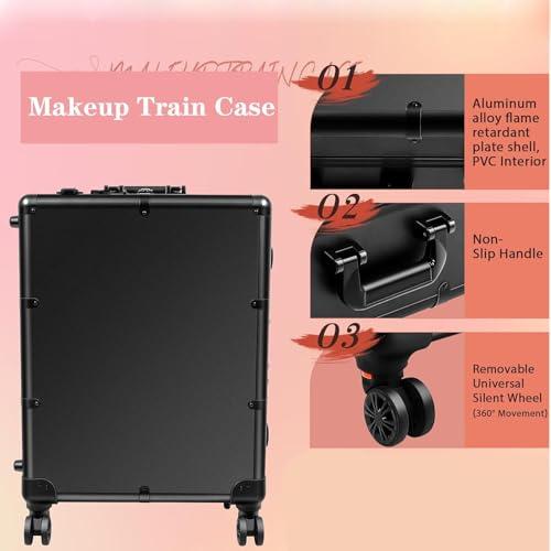 ROFBIHG Makeup Train Cases Beauty Cosmetics Rolling Case Professional, Makeup Trolley Beauty Case On Wheels, Storage Organiser Large Space Travelling Trolley Box, Large Capacity Multifunction Box ( Size : C )
