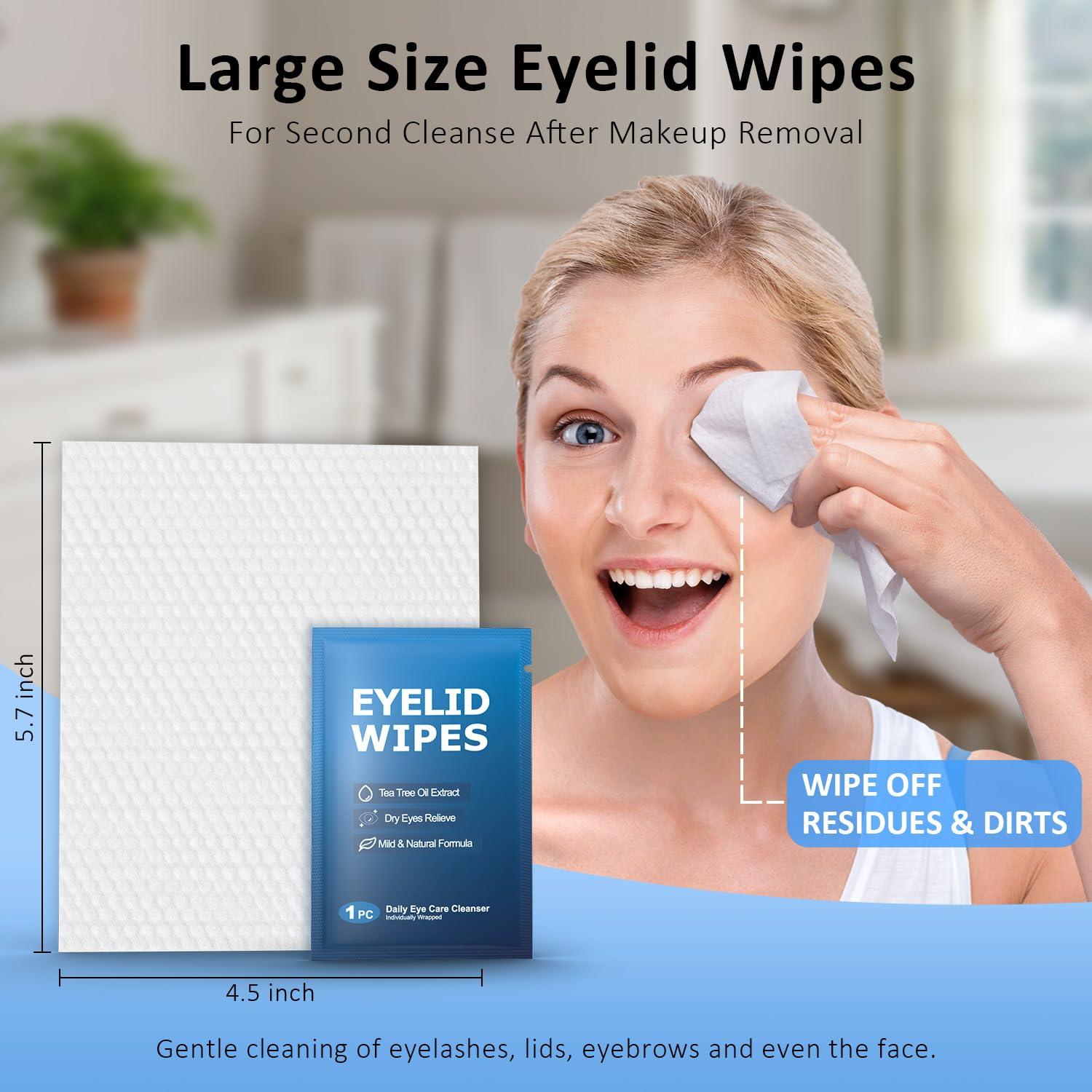 ProCIV 14PCS Tea Tree Oil Eyelid Wipes for Itchy & Dry Eyes, Pre-Moistened Wipes for Styes & Blepharitis, Daily Eye Cleansing Wipes, Hypoallergenic & Soothing For Sensitive Eyes, Stay Hydrated Lid Wipes