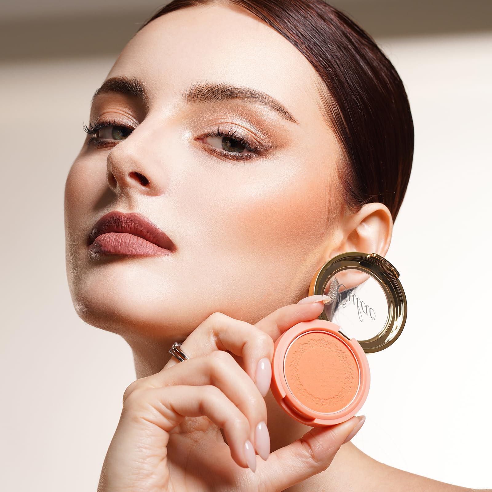 Oulac Oulac Peach Blush Makeup Fair Skin| Pigmented Powery Blush Korean Style| Natural Radiant Look| Blendable & Buildable Blush Light Skin| Vegan Cruelty-Free| 4.8g 16 Summer Time