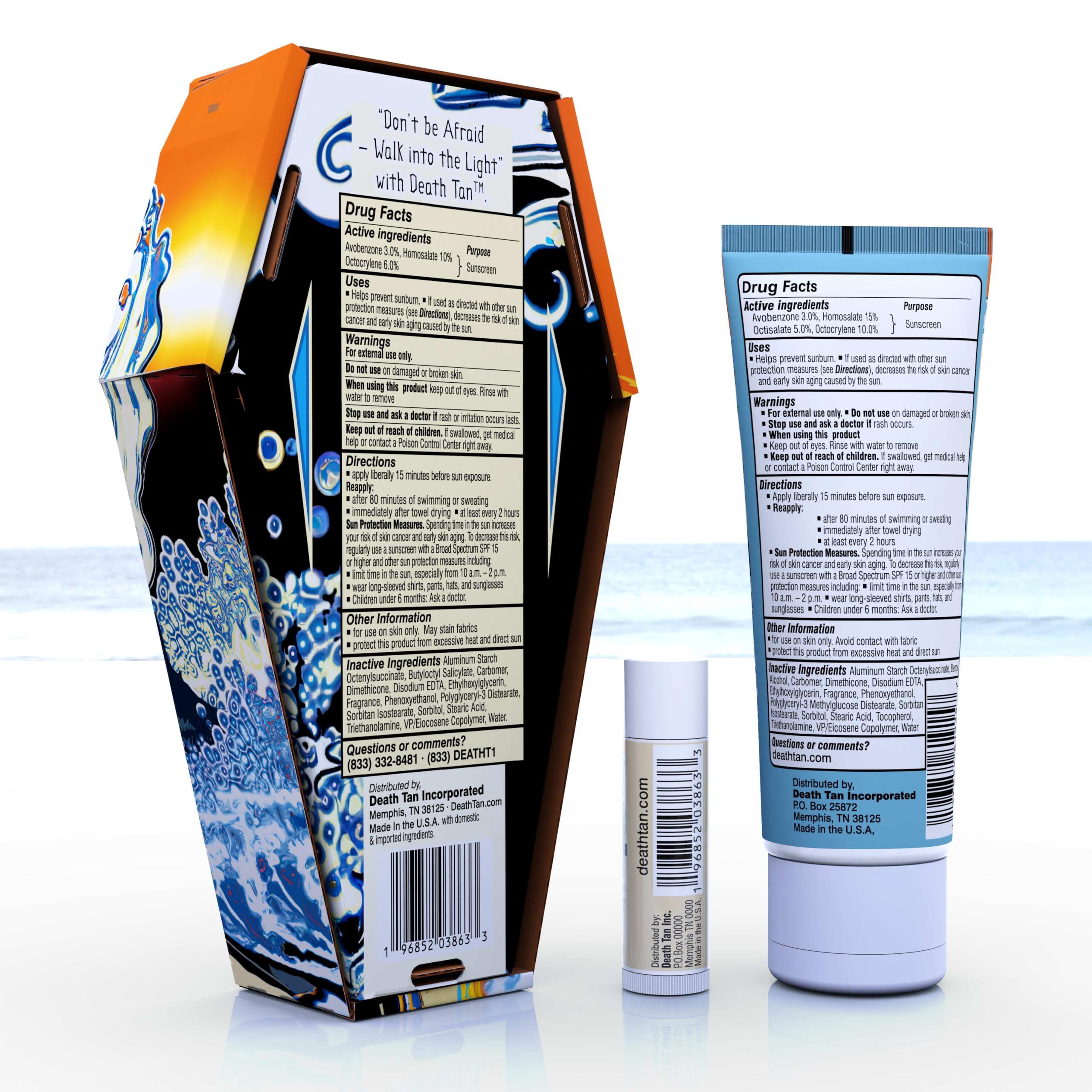 Death Tan DEATH TAN SPF 50 Sport Sunscreen & SPF 30 Lip balm Combo Pack | Octinoxate & Oxybenzone Free | Sweat & Water-Resistant for up to 80 minutes | Broad Spectrum UVA/UVB Protection