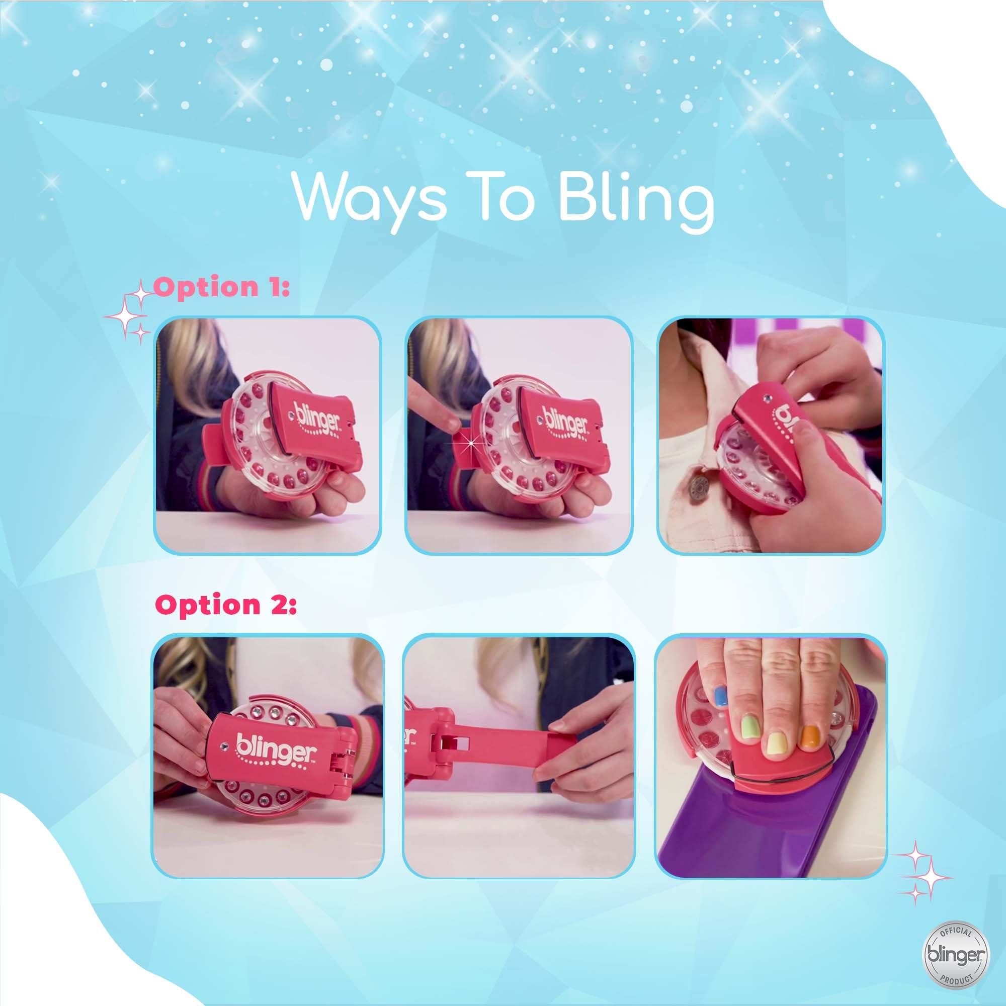 blinger blinger On The Go Mini Starter Kit Bright (Lime Green) | 80 Rhinestones | Hair Styling Tool | Hair-Safe Bling in Brush Out