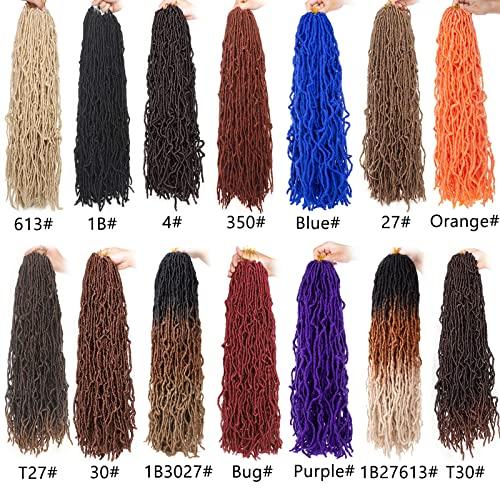 ZRQ 24 Inch New Faux Locs Hair 2Packs Synthetic Natural Wavy Crochet Hair Pre-Looped Most Natural Goddess Soft Locs Hair Extensions for Black Women (24 Inch, 30#)