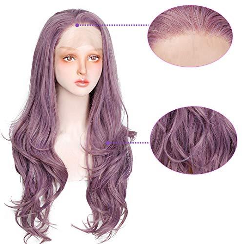 BBIDSW Synthetic Lace Front Wigs Long Wavy Purple Lace Wig For Black/White Women Wave Pink And Brwon Synthetic Lace Wigs LS004-1B